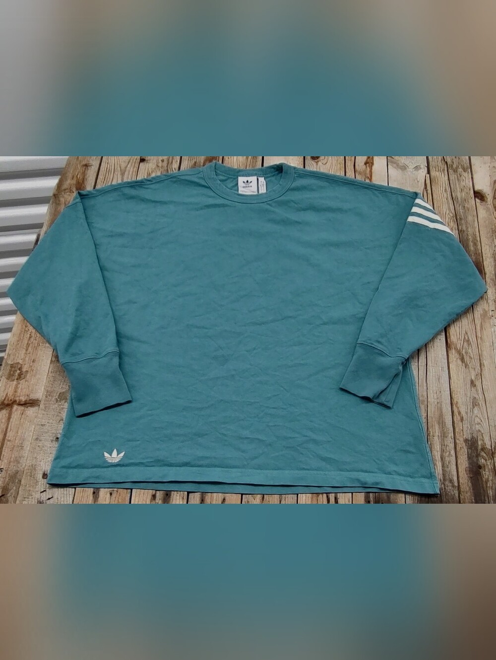 2000's Adidas Originals teal long sleeve shirt  men's Size Large